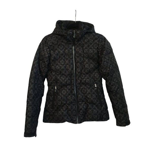 Spyder Boys Hooded Jacket Size 4 Black Patterned Insulated Winter Coat - Picture 2 of 10